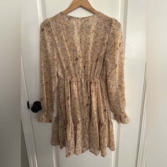 NWOT PaperMoon Floral Tan Dress Size M - Picture 8 of 12